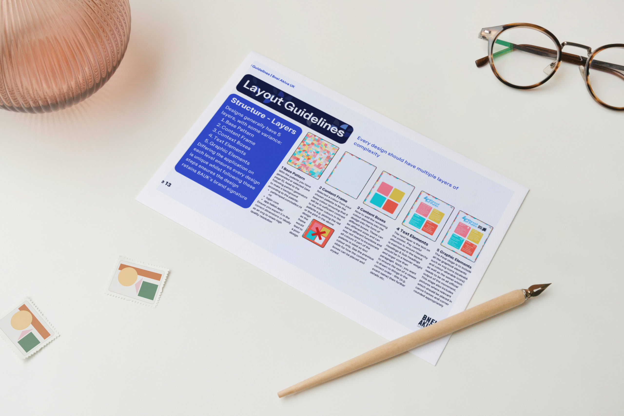 Spread of the branding guide showing rules for colour usage